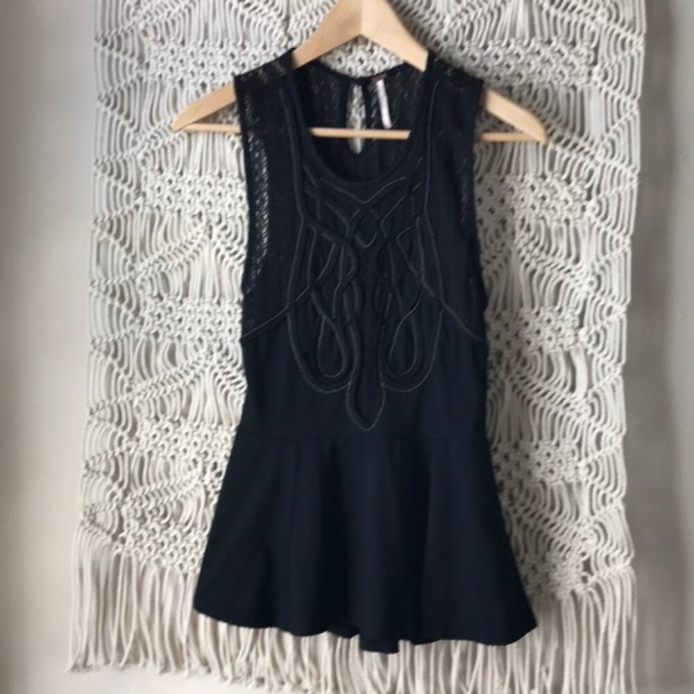 Free people beaded empire waist sleeveless top
